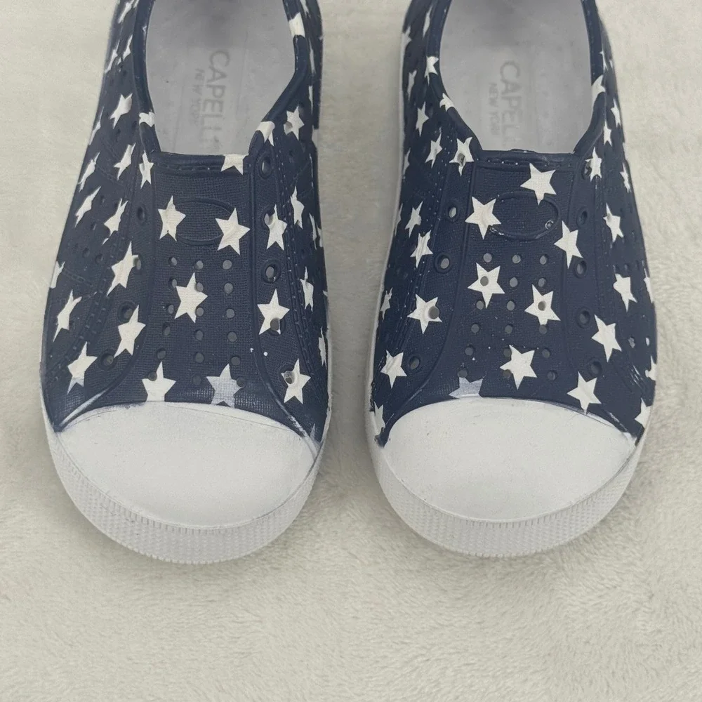 Capelli Kids Shoes Sz 7 Navy & White Star Print Slip On Sneakers Water Shoe USA
